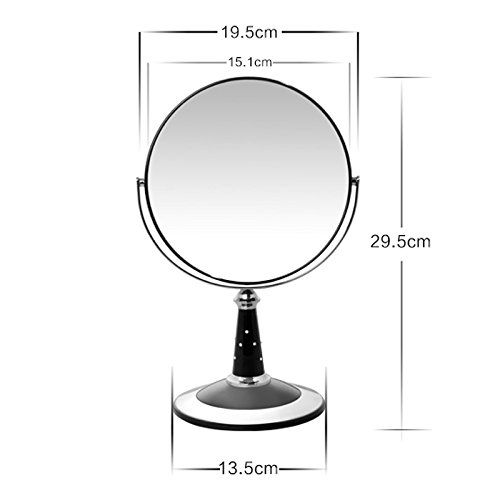  LRXG Cosmetic Mirror Rhinestone Desktop Double-Sided Portable Full Rotation 5X Magnifying HD Vanity Mirror for Cosmetic Skin Care Shaving and Traveling (Color : Gold)