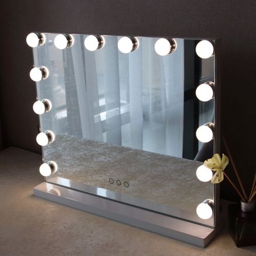  LRXG Makeup Mirror Metal Smart Square LED Bulb Desktop Vanity Mirror Three Color Fill Lamp
