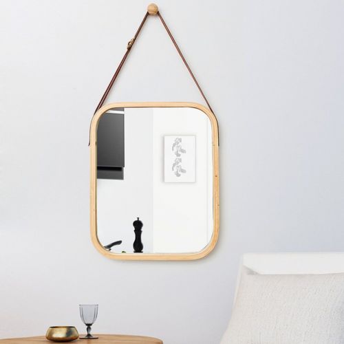  LS bathroom mirror Bamboo Bamboo Natural/White/Black Wall-Mounted Environmental Materials Waterproof and Moisture Resistant to Distortion Hook Adjustable Sling Suitable for All Occ