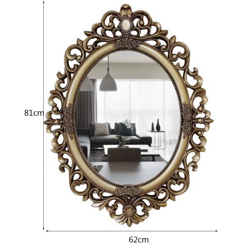  LS bathroom mirror Green Resin Antique Gold Wall Carved Ellipse Vintage Hollow Water Resistant Heat Resistant Water Resistant Applicable To Practical Environmental Protection In Va