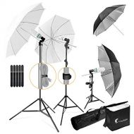 LS LIMO STUDIO LIMOSTUDIO LimoStudio, 700W Output Lighting Series, LMS103, Soft Continuous Lighting Kit for White and Black Umbrella Reflector with Accessory and Carry Bag