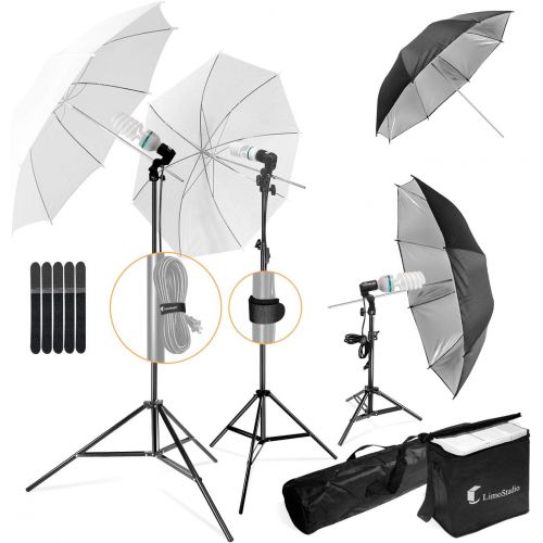  LS LIMO STUDIO LIMOSTUDIO LimoStudio, 700W Output Lighting Series, LMS103, Soft Continuous Lighting Kit for White and Black Umbrella Reflector with Accessory and Carry Bag