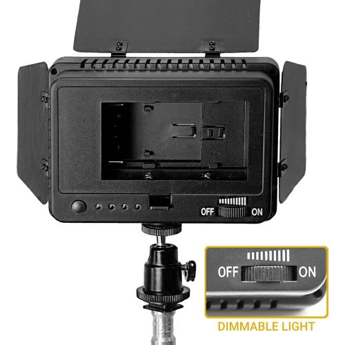  [아마존베스트]LS LIMO STUDIO LIMOSTUDIO Dimmable LED Barn Door Continuous Flood Light Kit with Battery, Charger, and 4-Colored Filters for Photo Video Studio, AGG3091