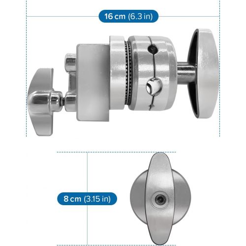  [아마존베스트]LimoStudio Multi Functional 2.5 Inch Chrome Grip Head, Mount: 1/2, 1/4, 3/8, 5/8 Inch, Photo Mounting Bracket Adapter, Photography Studio, AGG1717V2