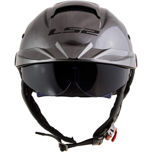  LS2 Helmets Unisex-Adult Half-Size Style Helmet with Sun Shield (1812 Black Flag, Large)