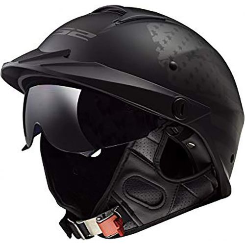  LS2 Helmets Unisex-Adult Half-Size Style Helmet with Sun Shield (1812 Black Flag, Large)