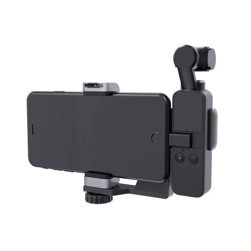  LSAltd Handyhalter-Set Mobiler Stativhalter Verstellbare Halterung Extension Mount fuer DJI Osmo Pocket, mit kaltem Schuhhalterungs-Mikrofon Zubehoer,Faltbar als Griff verwenden