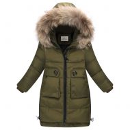 /LSERVER Long Girls Down Hooded Jacket Thickening 2017 New Winter Warm White Duck Down Coats For Girls With Fur Hoodie