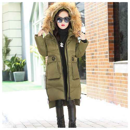  LSERVER Long Girls Down Hooded Jacket Thickening 2017 New Winter Warm White Duck Down Coats For Girls With Fur Hoodie