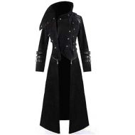 LSEZHIWU Mens Black Tailcoat Jacket Gothic Steampunk Victorian Halloween Costume Long Coat Mens Vintage Frock Uniform