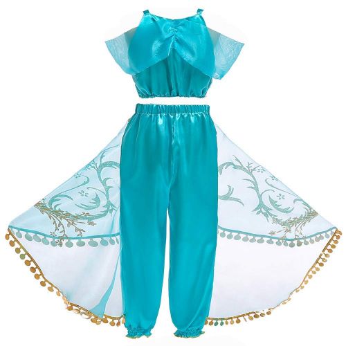  LSLRAD Arabian Princess Aladdin Dress up Costume Girls Sequined Jasmine Cosplay Kids Halloween