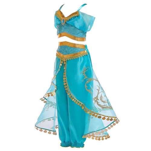  LSLRAD Arabian Princess Aladdin Dress up Costume Girls Sequined Jasmine Cosplay Kids Halloween