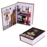 LSQR Home Decoration DIY Craft Wooden Book Cafe Shop Dollhouse Light Miniature Furniture Doll House Kit Children Birthday