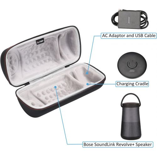  LTGEM Travel Protective Case for Bose SoundLink Revolve+ or Revolve+ (Series II) Portable & Long-Lasting Bluetooth 360 Speaker (Fits Charging Cradle, AC Adaptor and USB Cable)