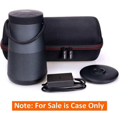 LTGEM Travel Protective Case for Bose SoundLink Revolve+ or Revolve+ (Series II) Portable & Long-Lasting Bluetooth 360 Speaker (Fits Charging Cradle, AC Adaptor and USB Cable) (Bla