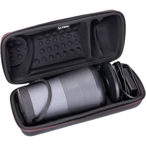  LTGEM Travel Protective Case for Bose SoundLink Revolve+ or Revolve+ (Series II) Portable & Long-Lasting Bluetooth 360 Speaker (Fits Charging Cradle, AC Adaptor and USB Cable) (Bla