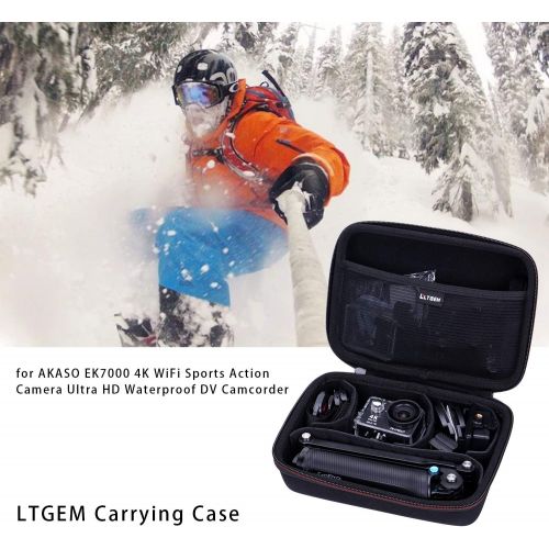  AKASO Camera Case - LTGEM EVA Hard Case for AKASO EK7000/EK7000 Pro, Brave 4/7, V50X/V50 Elite Sports Action Camera (Camera + Mounts + Accessories Case)