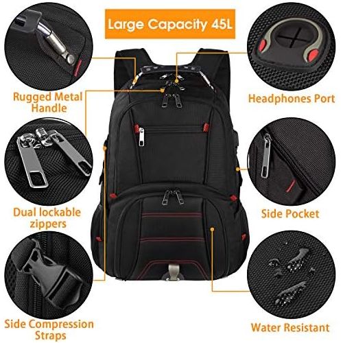  [아마존베스트]LTINVECK Extra Large Travel Laptop Backpack TSA Durable Computer College School Bookbag with USB Charging Port for Men