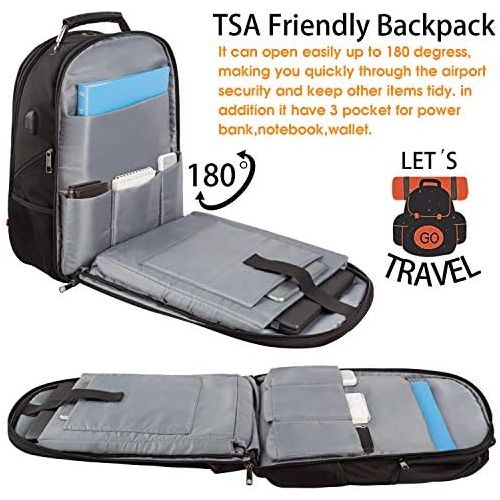  [아마존베스트]LTINVECK Extra Large Travel Laptop Backpack TSA Durable Computer College School Bookbag with USB Charging Port for Men