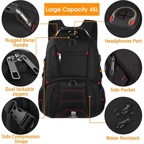  [아마존베스트]LTINVECK Extra Large Travel Laptop Backpack TSA Durable Computer College School Bookbag with USB Charging Port for Men