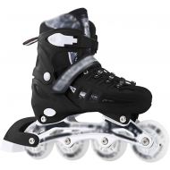 LTZ Adjustable Inline Skates for Kids and Adult, Roller Skates with All Light Up Wheels White Colors Roller Blades for Men Women (Color : Black, Size : US 12/EU 46)