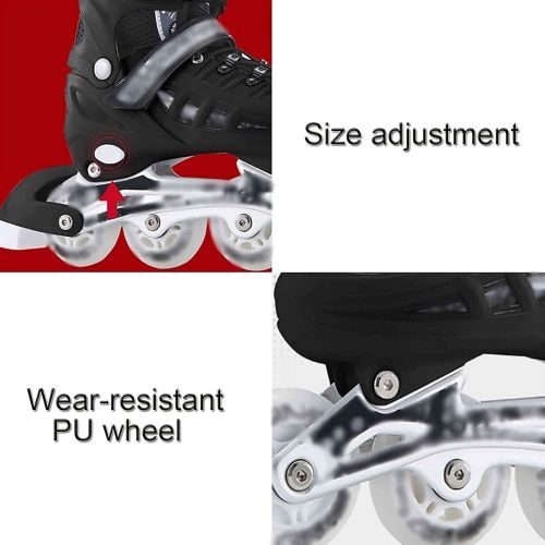  LTZ Adjustable Inline Skates for Kids and Adult, Roller Skates with All Light Up Wheels White Colors Roller Blades for Men Women (Color : Black, Size : US 12/EU 46)