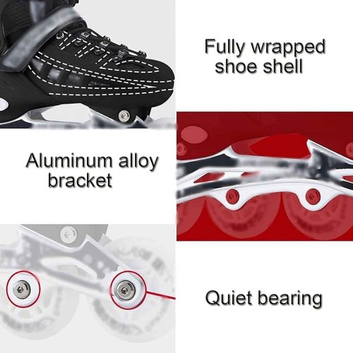  LTZ Adjustable Inline Skates for Kids and Adult, Roller Skates with All Light Up Wheels White Colors Roller Blades for Men Women (Color : Black, Size : US 12/EU 46)