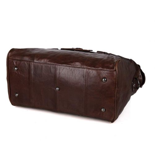  LU&Y Mens Weekend Travel Bags Luggage Waterproof Duffel Bag Large Capacity Bags Casual Leather Handbag Messenger Sports Gym Bags - Brown 42X20x28cm