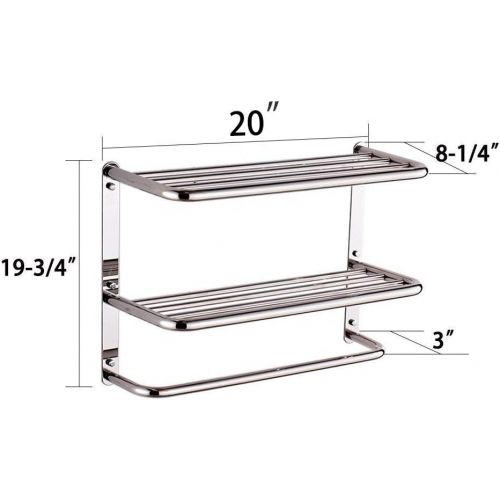 제네릭 LUANT Bathroom Shelf 2-Tier Wall Mounting Rack with Towel Bars