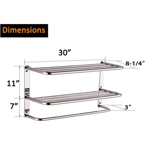 제네릭 LUANT Bathroom Shelf 2-Tier Wall Mounting Rack with Towel Bars