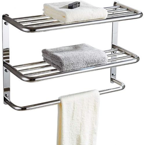 제네릭 LUANT Bathroom Shelf 2-Tier Wall Mounting Rack with Towel Bars