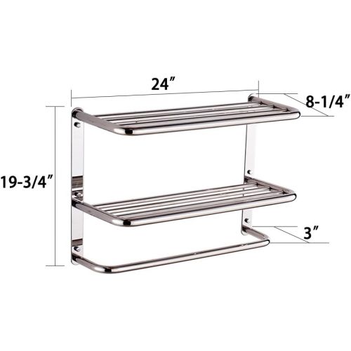  LUANT 24 Inch Bathroom Shelf 3-Tier Wall Mounting Rack with Towel Bars