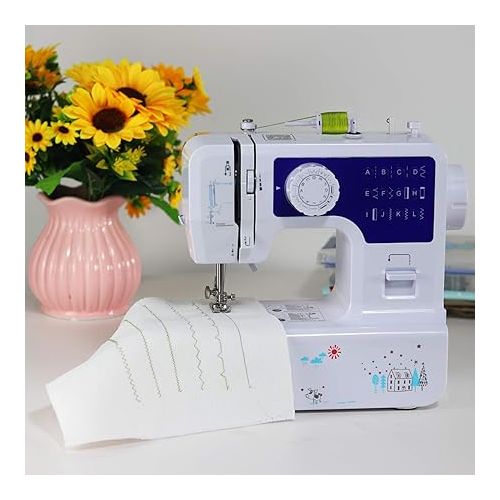  Luby Sewing Machine with 12 Built-in Stitches & Free Arm, Portable, Lightweight, Suitable for Small Projects, Blue