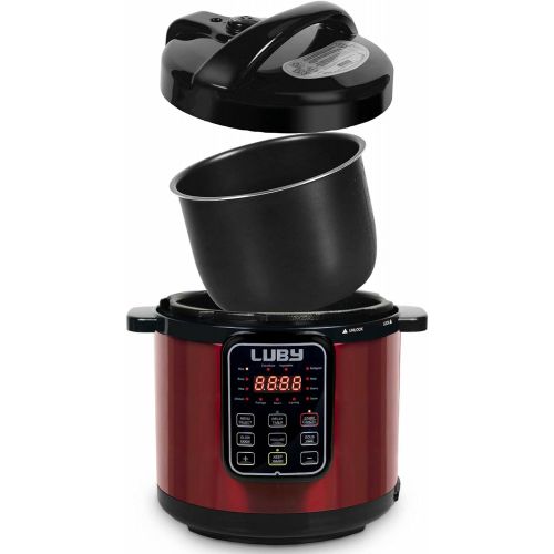  Luby Electric Pressure Cooker 6 Qt,16 Smart Programmable,Slow Cooker Yogurt Maker Rice Cooker Saute Steamer Egg Cooker Sous Vide Warmer,Red (GT606)