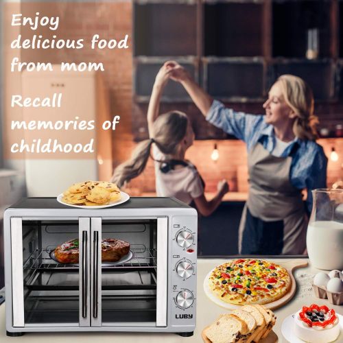  Luby Large Toaster Oven Countertop French Door Designed, 18 Slices, 14 pizza, 20lb Turkey, Silver: Kitchen & Dining