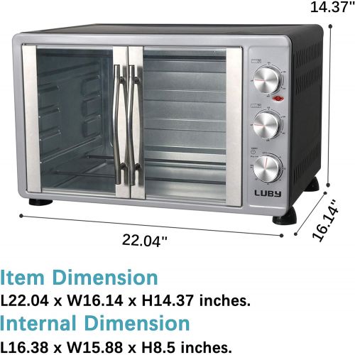  Luby Large Toaster Oven Countertop French Door Designed, 18 Slices, 14 pizza, 20lb Turkey, Silver: Kitchen & Dining