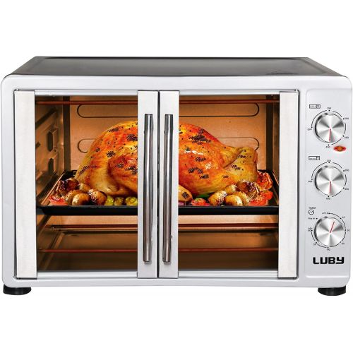  Luby Large Toaster Oven Countertop French Door Designed, 18 Slices, 14 pizza, 20lb Turkey, Silver: Kitchen & Dining