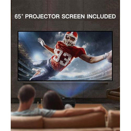  Luby Portable Movie Projector with Free Projector Screen Perfect for Fun Camping Neighborhood Gathering Backyard Movie