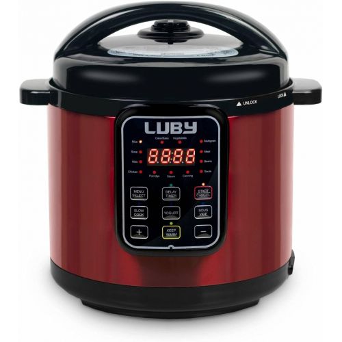  [아마존베스트]Luby Electric Pressure Cooker 6 Qt,16 Smart Programmable,Slow Cooker Yogurt Maker Rice Cooker Saute Steamer Egg Cooker Sous Vide Warmer,Red (GT606)