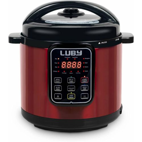  [아마존베스트]Luby Electric Pressure Cooker 6 Qt,16 Smart Programmable,Slow Cooker Yogurt Maker Rice Cooker Saute Steamer Egg Cooker Sous Vide Warmer,Red (GT606)