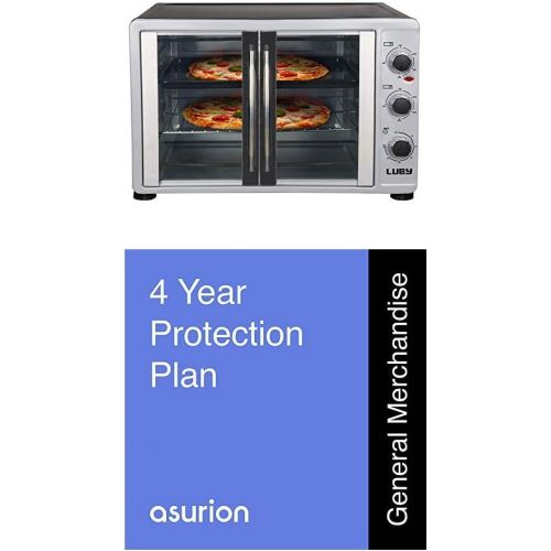  BUNDLE Luby Extra Large Toaster Oven, 18 Slices, 14 pizza, 20lb Turkey, Silver, Stainless Steel + Asurion 4-year Warranty