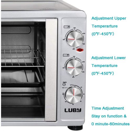  LUBY Large Toaster Oven Countertop, French Door Designed, 55L, 18 Slices, 14 pizza, 20lb Turkey, Silver