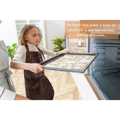  LUBY Large Toaster Oven Countertop, French Door Designed, 55L, 18 Slices, 14 pizza, 20lb Turkey, Silver