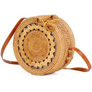 LUCACO Womens Rattan Handbags Summer Beach Crossbody Bags Sun flower Handwoven Shoulder Messenger Bag