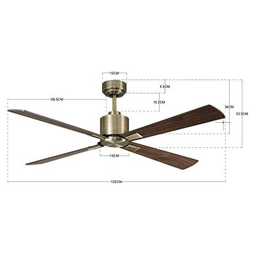  Lucci air Airfusion Climate DC Deckenventilator mit Fernbedienung (6 Stufen), Messing Antik, energiesparende Technologie (35 W), Sommer/Winter Lauf