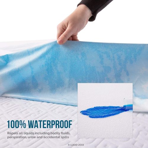  LUCID Premium Hypoallergenic 100% Waterproof Mattress Protector - 15-Year Warranty - Vinyl Free - Cal King