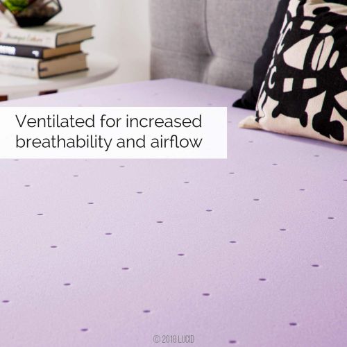  LUCID Ventilated Design 2 Inch Lavender Infused Memory Foam Mattress Topper, King,