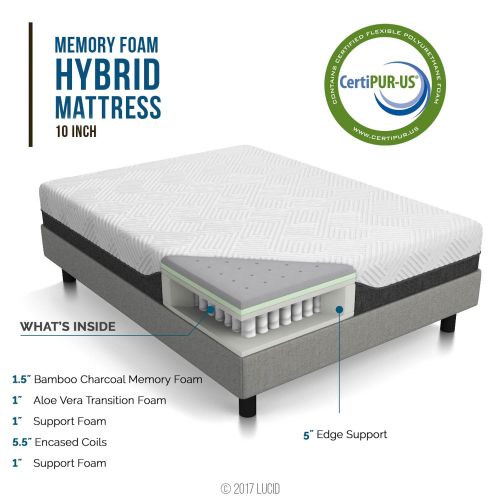  LUCID LU10TX38BH Mattress, Twin XL, 10-Inch