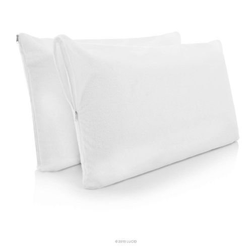  LUCID Premium Hypoallergenic 100% Waterproof Pillow Protector - 15-Year Warranty - Vinyl Free - King Size, Set of 2