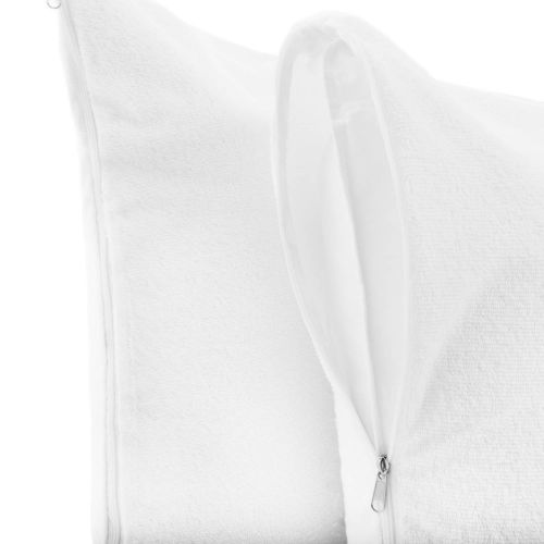  LUCID Premium Hypoallergenic 100% Waterproof Pillow Protector - 15-Year Warranty - Vinyl Free - Queen Size, Set of 2